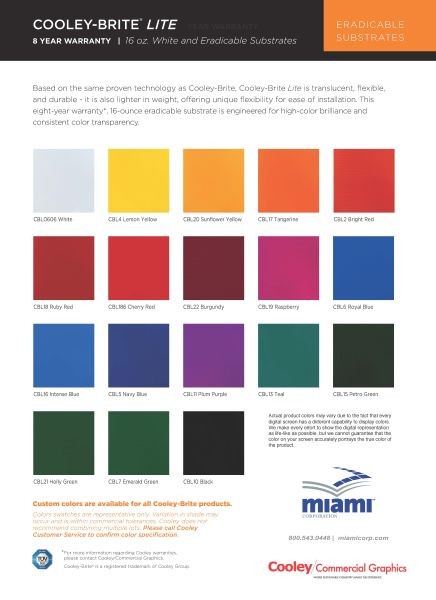 Cooleybrite Lite Sample Card - Awning Samples